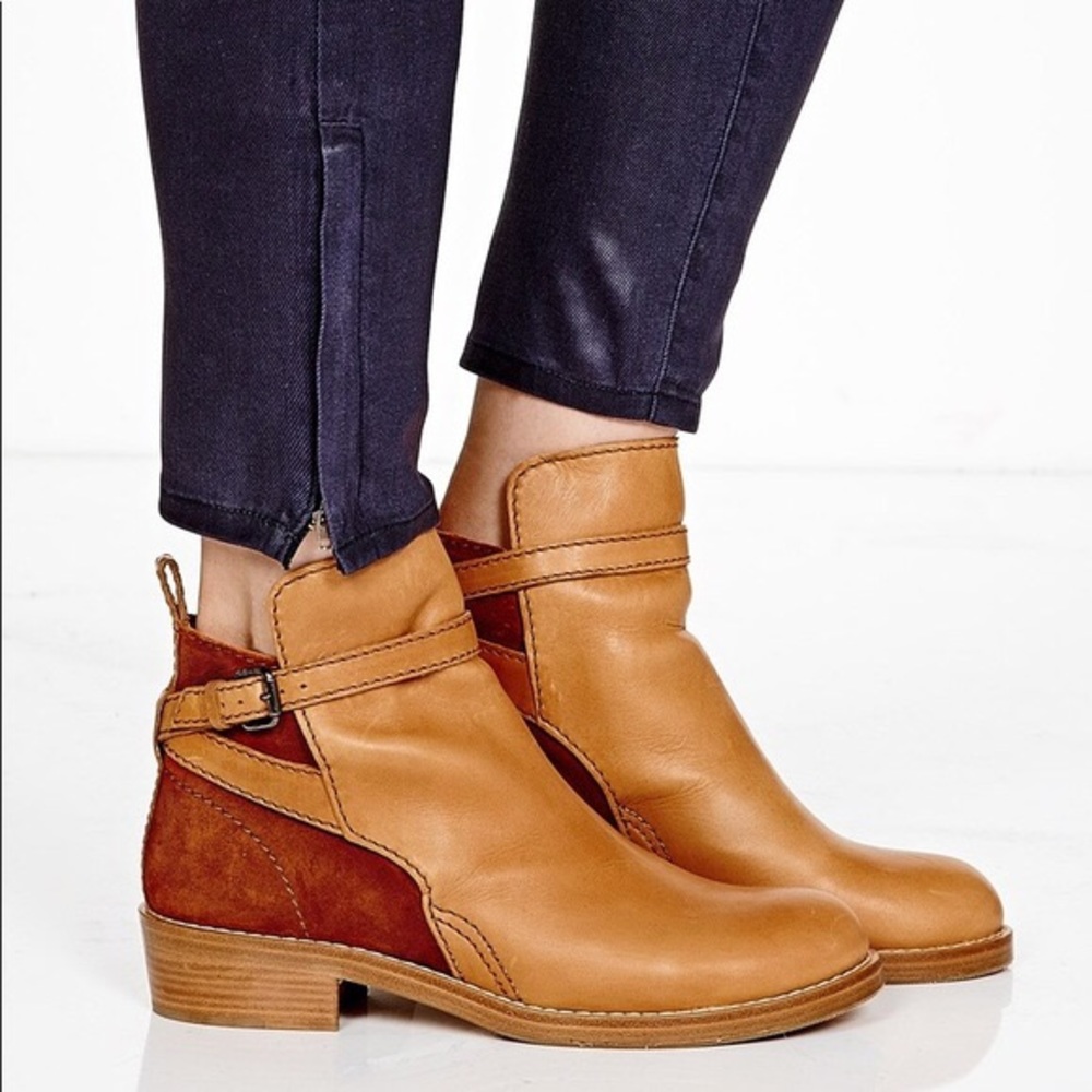 Acne Tan and Brown Ankle Boots